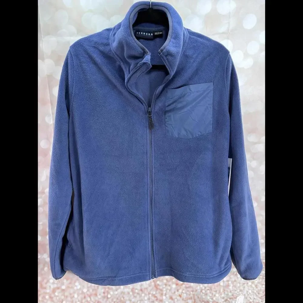 NWT Iceburg Fleece Unisex Jacket Size Large Blue Full Zipper Pockets‎